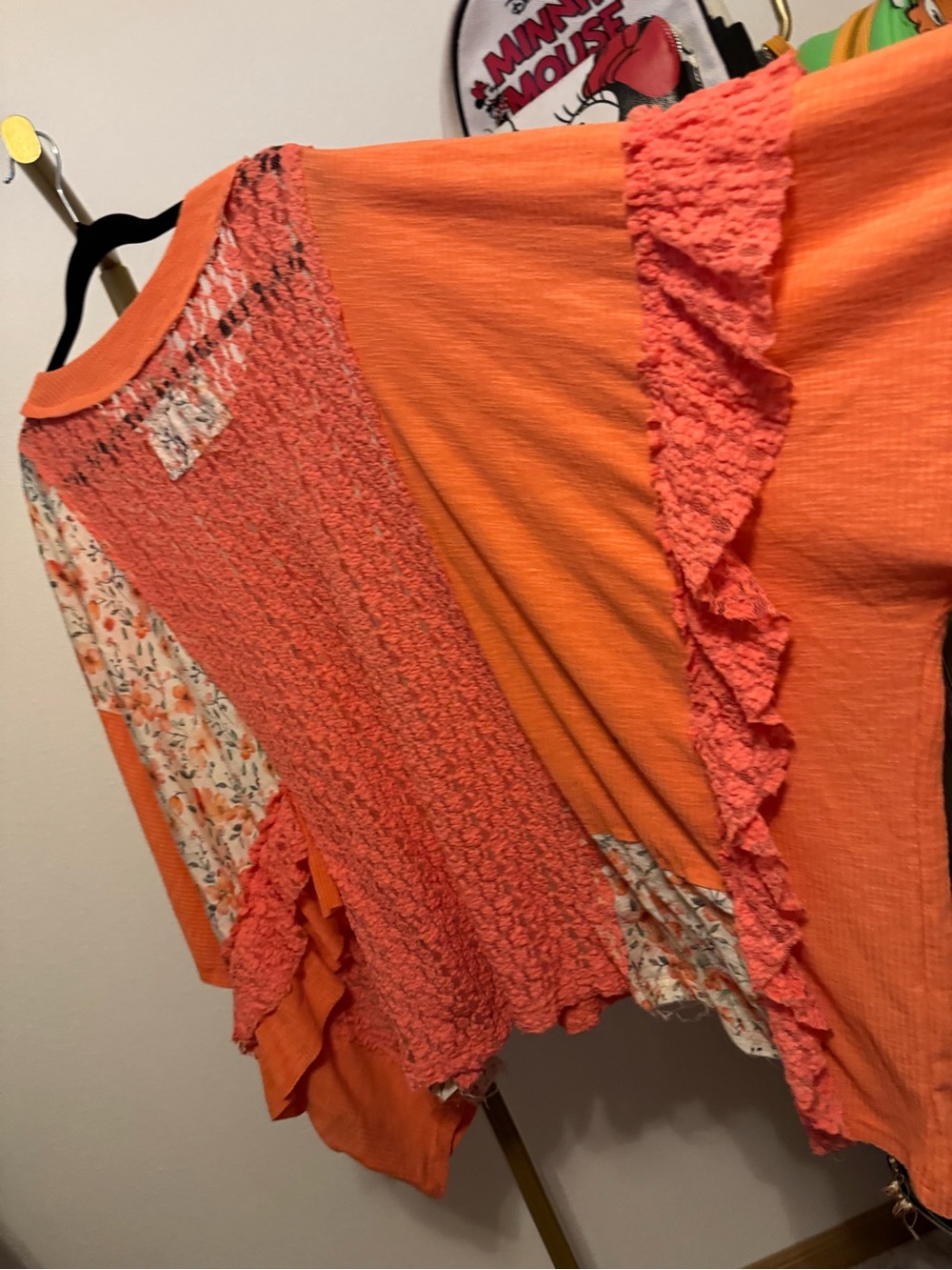POL Orange Floral Patchwork Ruffle Tunic - Picture 7 of 7